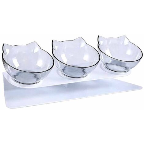 Lot de 3 gamelles surélevées pour chat - 3 en 1 - Anti-glouton - Inclinables à 15° - Pour chiens et chats de petite et moyenne taille (1/5)