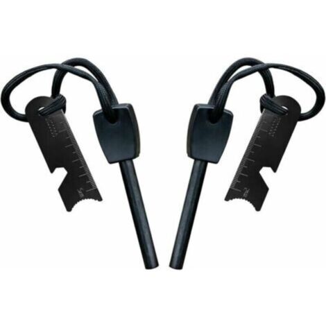 Pierre à Feu de Survie,Allume Feu avec Grattoir, Waterproof, 10,000 Etincels à 3,000 Degrés, Barre 8 mm, Fire Steel en Magnesium - Fire Starter,Lanière de Cou,Grattoir Multi-Outils(2 pièces) Cisea (1/5)