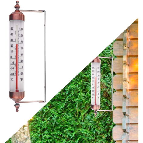Thermomètre de jardin extérieur tenture murale instrument angle réglable pour jardin serre, garage,25x8x3.5cm (Bronze) (1/5)
