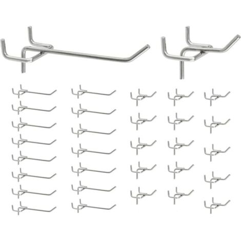 30 x Crochets Muraux Perforés, Crochets pour Panneau Perforé, Crochets Muraux pour Outils pour Présentoirs de Vente (5 cm, 10 cm) (1/5)