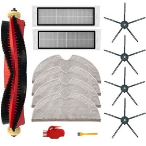 Kit de 13 pièces pour aspirateur Xiaomi Roborock S6 S60 S65 S5 MAX S6 MAXV S6 Pure Accessoires, 1 rouleau de balais, 2 filtres, 4 chiffons de serpillière, 4 brosses latérales (1/5)