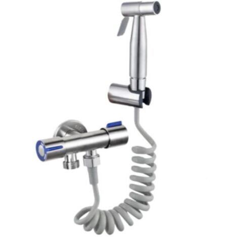 Kit Douchette WC Kit Complet avec Douchette Toilette WC, Robinet WC 3 voies et Tuyau Toilette Kit hygiene wc (douchette intime, Flexible WC et Pulvéri