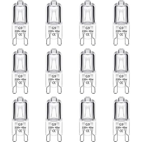 Lot de 12 ampoules halogènes G9 40 W 230 V dimmables – Blanc chaud sans scintillement – Pour lustres et éclairage d'armoires (1/5)