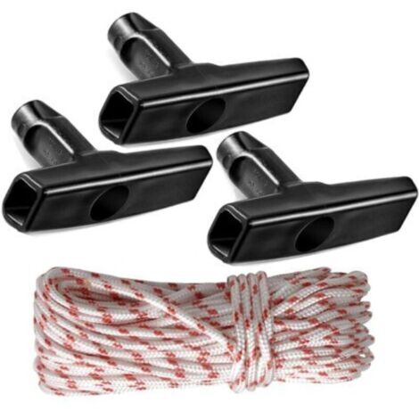 Corde et Poignée de Démarreur de Moteur,Cordons de Traction de 10 mètres avec 3 pièces de poignée Noire pour Tondeuse à Gazon, tronçonneuse, Coupe-Bordure,débroussailleuse,pièces de Mo (1/5)
