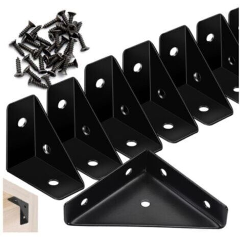 Équerre Noire 20 pièces, Equerre Metal de Fixation à 90 ° pour Meubles de Chevet de Bureau, avec Vis 40 Pcs, Tournevis