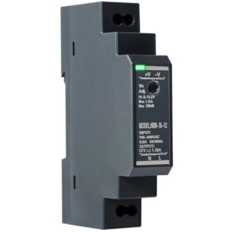 Alimentation sur Rail DIN, AC vers DC, HDR 15W 12V1.25A Alimentation sur Rail DIN Transformateur d'alimentation à découpage AC100V 240V Entrée DC12V