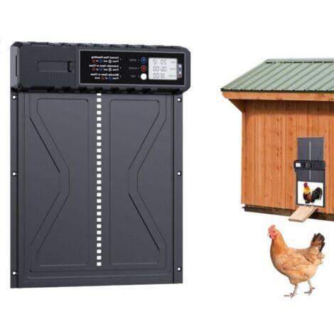 Porte Automatique Poulailler, Batterie avec écran LCD Programmable étanche, Porte Automatique Poulailler en Aluminium avec Minuterie, Porte Poulailler Automatique, Ouvre-Porte Vertical