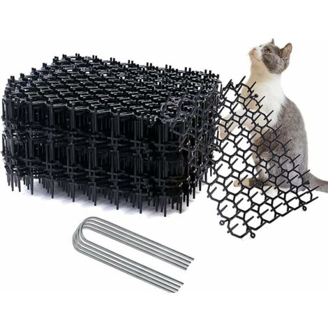 Filet Anti-Chat avec Pointes 12Pcs Pointes Anti-Chat Tapis Chat en Plastique Pointe Prickle Bande de Protection des végétaux pour Net Jardin Clôture Ferme (1/5)