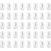 40 x Adhesive Curtain Hooks Set, Adhesive Wall Curtain Hook for Net Curtain Rods, No Drilling for Window Curtains (White)