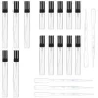 Lot de 21 Vaporisateur de Poche Portable, Mini Atomiseur de Parfum, Mini Flacon Pulvérisateur en Verre, pour Parfums et Huiles Essentielles, Cosmétiques (3ml, 5ml, 10ml) Noir avec 6 Pipettes