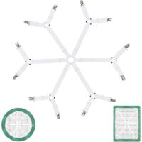 Attache Drap Housse, Tendeur Drap Housse, Sangle Matelas, Elastique Drap Housse, Sangle Drap Housse, Clips à 3 Voies et 6 Côtés, Convient Aux Draps-Housses et Aux Draps, Blanc