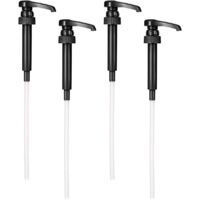 4 Pièces Pompe Sirop, Distributeur Sirop Pompe, Plastique Pompe Sirop Pompe de Rechange avec Tuyau, Réutilisables Pompe Doseuse, Livré avec 4 Tuyaux Longs, Peut être Recadré, Noir