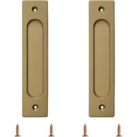 Rectangular Recessed Sliding Door Handle, 2pcs Bronze Golden Zipper Aluminium Cabinet Door Handle with Screws for Sliding Barn Door (180mm)