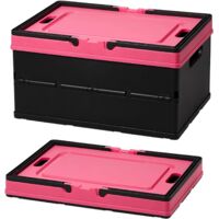 Plastic Storage Box 34.5 x 24.5 x 18.5 cm with Lid Storage Basket with Handle for Toys, Books, Cupboards, Bedrooms, Home (Black)