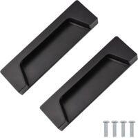 2 Pack 4.1 Inch Zinc Alloy Recessed Cabinet Handles Matte Black Cabinet Handles for Cabinet Cabinet Bookcase Drawer and Filing Cabinet with Mounting Screws