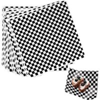 100 x Food Packaging Paper, Black Checked Waxed Paper, Food Grade Paper for Burgers and Snacks, Grease-Resistant