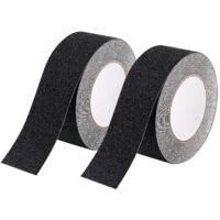 2 Pieces Non-Slip Stair Tape, 5 cm x 10 m Non-Slip Adhesive Tape, Non-Slip Tape, Anti Slip Stair Mats for Stairs, Steps, Floor Coverings (Black)