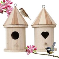 Cabane Oiseaux en Bois Suspendre, Maison Oiseaux Exterieur A Construire, Nichoir Oiseaux Exterieur Pas Cher, Nichoirs à Oiseaux Sauvages du Jardin Balcon à Peindre pour Mesange Rouge Gorge 2 Pièces