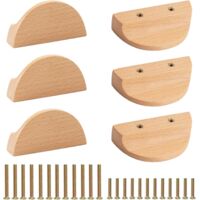 6 Pack Half Moon Drawer Pulls Beech Wood Drawer Handles for Drawer Cabinet Cupboard