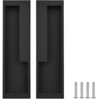 2 Pack 7.87 Inch Aluminum Alloy Recessed Sliding Door Handles Modern Simple Pull Handles for Barn Drawer Closet Wardrobe Cupboard Door Handles Matte Black