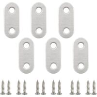 Flat Corner Brackets, 6 x Flat Straight Mounting Brackets Reinforced Stainless Steel Legs with Metal Assembly Screws for Wooden Chair, Shelf, Panel, Window, Furniture, Fixing