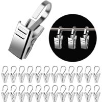 50 Pieces Metal Curtain Clips, Silver Stainless Steel Clips with Hooks, Curtain Clip Hooks for Drapery, Shower Curtain Clips, Photo, Lights