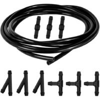 3 m Windscreen Wiper Hose Kit with 9 Pieces Hose Connector (Type Y I T), Washer Wiper Hose, Windshield Hose Connector, Black