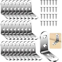 Lot de 26 Equerre d'assemblage, Équerre de Fixation en Forme de L, Équerres de Fixation, Équerre de Fixation en Métal, Equerre Inox pour la Fixation et la Réparation de Meubles(40x40x16mm)