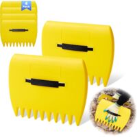 2 Paires de Ramasse Feuilles - Design Ergonomique et Léger pour Ramasser Les Feuilles sans Effort, Rateau a Feuille Robuste en avec Poignée - pour Nettoyer la Pelouse (Yellow)