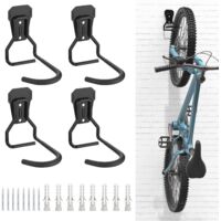 4 Pack Bicycle Hooks Iron Bike Hanger Brackets Wall Mounted Bicycle Storage Rack Heavy Duty L Shape Vertical Bike Rack Convenient for Home Garage Black