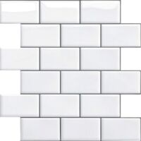 Credence Adhesive pour Cuisine Salle de Bain, Faux Carrelage Adhesif Mural Blanc Credence Cuisine Adhesive, ImperméAble Metro 3D Dalle PVC Adhesive Murale, 4 Pièces (Noir, 4 Sheets)