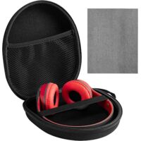Housse Casque Over Ear, Etui Rigide pour Écouteurs avec Chiffon Nettoyage Magique, Universel Etui pour Écouteurs, Étui de Transport pour Casque 21 X 18 X 5.5cm, Noir