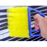 Mini Nettoyeur de Volets roulants, Brosse à Rideaux Orange avec 7 Manchons Amovibles en Microfibre, Gadgets de climatisation, aérations de Voiture, Volets de Ventilateur (Bleu, avec 7 Lames)