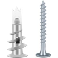 100PCS Vis et Chevilles Métal, Cheville pour Plaques de Plâtre, Chevilles Auto Foreuses, Cheville Placo avec Vis, Cheville Carreau de Platre, pour Les Fixations de Plaques de Plâtre DIY-