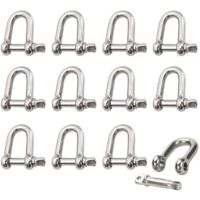 Manille Inox 12 Pièces M4 Manille Inox Acier Manille de Levage Manille D'anneau de D de Chaîne Manille Goupille Vis Boucle Manille Droite Joint Fermoir pour Chaîne