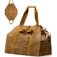 Firewood Carrier, 2 in 1 Waterproof Oilcloth Carry Bag, Extra Large with Handles, Wood Basket for Camping, BBQ and Outdoor