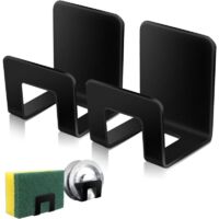 Porte éponge 2 pièces en acier inoxydable SUS304 – Résistant à l'eau – Adhésif fort 3M – Design drainant pour séchage rapide – Noir