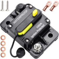 Disjoncteur de Voiture 12V-48V DC Disjoncteur avec Réinitialisation Manuelle Disjoncteur de puissance commutable de batterie Disjoncteur Réinitialiser Porte-Fusible Voiture Étanche (100A)