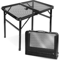 Tavle Pliable Camping,Petite Table Camping Pliante pour Barbecue,2 Réglages de Hauteur,Table avec Grille Métallique de Bureau,Facile à Nettoy,pour Les Activités en Plein air Pique-Nique
