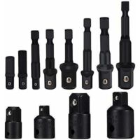 Socket Adaptor Converter Set Clé d'écrou de forets à queue hexagonale 8 pièces socket Extension Adaptateur Bit Set Lot de 4 Adaptateurs Réducteurs Pour Clés à Rochet/Clé à Douille (Black)