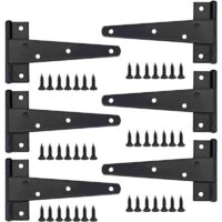 Charnière de porte robuste, charnière de porte, charnière en T noire, charnière plate en acier inoxydable, charnières de porte en fer, charnières renforcées pour portes, fenêtres et abris de jardin