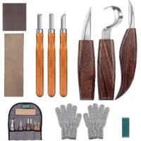 -10 outils de sculpture sur bois, kit de sculpture sur bois avec 3 ciseaux à bois, 3 couteaux de sculpture sur bois, ensemble de couteaux de sculpture, outils professionnels de sculpture sur bois
