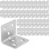 Lot de 64 Équerre d'assemblage Renforcée Inox, 38x30x30mm Acier Plaque Equerre Inox, Equerre Metal pour Fixation de Inox pour Fixation et Réparation Meubles