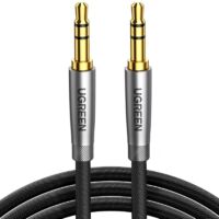 Câble Audio Jack 3.5mm Mâle en Nylon Tressé Stéréo Câble Aux Voiture Compatible avec iPhone 6S iPad iPod PC Manette PS5 Casque Chaîne HiFi Autoradio Barre de Son (1M)