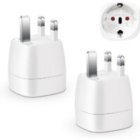 Adaptateur Prise Anglaise, Adaptateur de Voyage France vers UK, Adaptateur de Prise, Adaptateur Type G (2pcs)