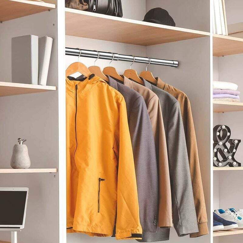 Aiitomg Tringle Penderie Barre de Penderie Extensible Avec Douilles de Fixation Et Vis Tringle Dressing pour Armoire, Penderie, Buanderie, 68-90 cm, Noir (DiamèTre 32 mm