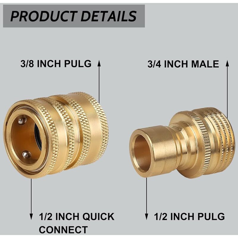 4 Raccords Rapides M22 14mm Pour Nettoyeur Haute Pression - Laiton, étanches, Pour Changement D'accessoires Facile - 11