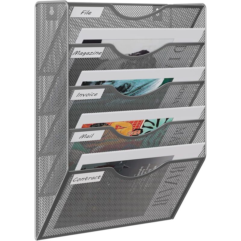 Porte-revues mural porte-journaux porte-magazines 6 casiers métal