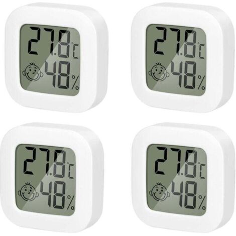 [JAMAIS UTILISÉ]4 Pack Thermometre Interieur Mini Thermomètre Hygrometre Haute Précision Température Hygromètre Moniteur avec Air icône Confortable pour Cuisine Chambre de Bébé Serre Entrepôt Bureau - (1/5)