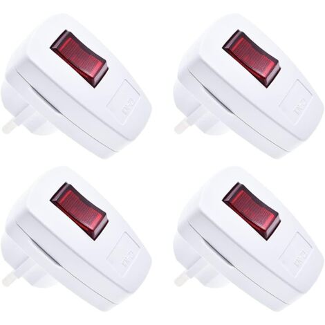 Fiche IP20 avec interrupteur, lot de 4 fiches de contact de protection fiche de contact de protection extra plate 250V (16A), blanc (1/5)